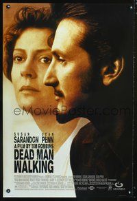 3p193 DEAD MAN WALKING DS 1sh '95 great close-up images of Best Actress Susan Sarandon, Sean Penn!