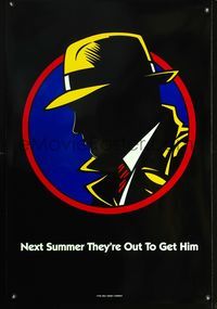 3p207 DICK TRACY DS Next Summer style teaser one-sheet movie poster '90 cool silhouette art of Warren Beatty as Tracy!
