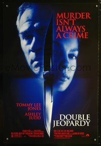 3p223 DOUBLE JEOPARDY DS one-sheet movie poster '99 cool close-up of Tommy Lee Jones & Ashley Judd!