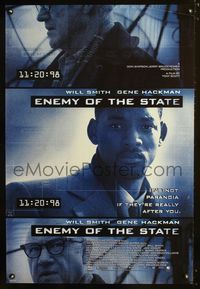 3p239 ENEMY OF THE STATE DS Advance one-sheet poster '98 cool images of Will Smith & Gene Hackman!