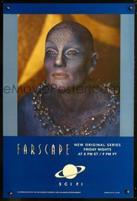 3p254 FARSCAPE TV one-sheet movie poster '99 Ben Browder, Claudia Black, cool image of alien!