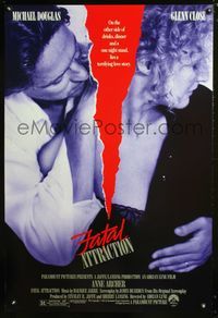 3p257 FATAL ATTRACTION one-sheet poster '87 Michael Douglas, Glenn Close, a terrifying love story!