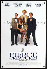 3p261 FIERCE CREATURES advance 1sh '96 John Cleese, Kevin Kline, Jamie Lee Curtis & Michael Palin!