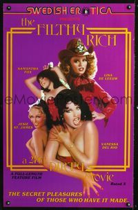 3p266 FILTHY RICH one-sheet poster '80 x-rated, sexy images of Vanessa Del Rio, Samantha Fox & cast!