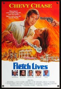 3p270 FLETCH LIVES DS one-sheet '89 Chevy Chase, Julianne Phillips, Gone With the Wind parody art!