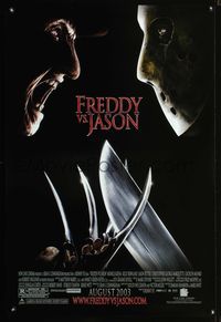 3p282 FREDDY VS JASON DS advance one-sheet poster '03 cool image of horror icons, ultimate battle!