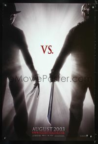 3p281 FREDDY VS JASON DS teaser one-sheet poster '03 cool image of horror icons, ultimate battle!