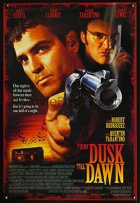 3p285 FROM DUSK TILL DAWN one-sheet '95 close image of George Clooney & Quentin Tarantino, vampires!