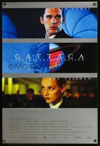 3p292 GATTACA Spanish/U.S. DS one-sheet poster '97 cool close-up images of Ethan Hawke & Uma Thurman!