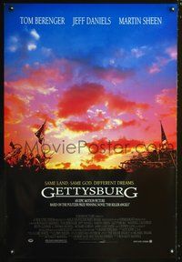 3p295 GETTYSBURG DS one-sheet poster '93 Tom Berenger, Jeff Daniels, cool image of Civil War battle!