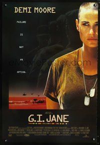 3p289 G.I. JANE DS int'l one-sheet '97 Ridley Scott, soldier Demi Moore w/shaved head and dog tags!