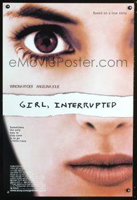 3p300 GIRL INTERRUPTED DS one-sheet movie poster '99 super close-up of mental patient Winona Rider!