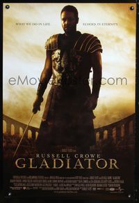 3p302 GLADIATOR DS int'l one-sheet poster '00 cool image of warrior Russell Crowe, Ridley Scott