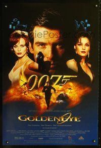 3p313 GOLDENEYE video one-sheet poster '95 Pierce Brosnan as secret agent James Bond 007 w/babes!