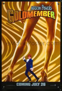 3p315 GOLDMEMBER DS teaser one-sheet '02 wacky Mike Meyers as secret agent Austin Powers, sexy legs!