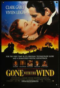 3p317 GONE WITH THE WIND DS advance one-sheet R98 Clark Gable, Vivien Leigh, all-time classic!