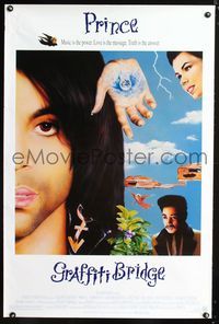 3p320 GRAFFITI BRIDGE one-sheet poster '90 great close-up image of Prince, pop music, bizarre image!