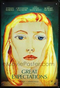 3p322 GREAT EXPECTATIONS DS teaser one-sheet '98 abstract art of Gwyneth Paltrow, Charles Dickens!
