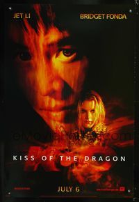 3p411 KISS OF THE DRAGON teaser one-sheet movie poster '01 cool image of Jet Li & Bridget Fonda!