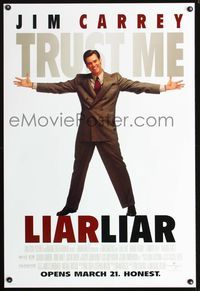 3p430 LIAR LIAR DS advance one-sheet poster '96 great image of Jim Carrey as chronic liar lawyer!