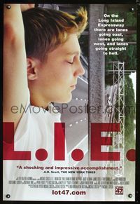 3p418 L.I.E. DS one-sheet '01 Michael Cuesta, cool image of boy laying on Long Island Expressway!