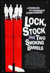 3p439 LOCK, STOCK & TWO SMOKING BARRELS 1sheet '98 Guy Ritchie, cool art of cast on shotgun barrels!