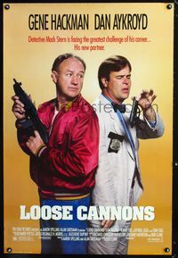 3p441 LOOSE CANNONS one-sheet poster '90 great wacky image of Gene Hackman & Dan Aykroyd w/guns!