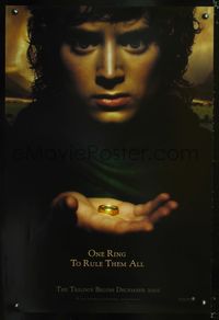 3p443 LORD OF THE RINGS: THE FELLOWSHIP OF THE RING teaser 1sheet '01 J.R.R. Tolkien, Frodo w/Ring!