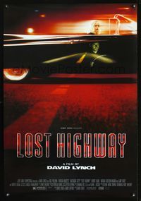 3p449 LOST HIGHWAY one-sheet '97 David Lynch, Bill Pullman, Patricia Arquette, cool red design!