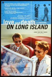 3p451 LOVE & DEATH ON LONG ISLAND one-sheet '97 John Hurt rides in convertible with Jason Priestley!