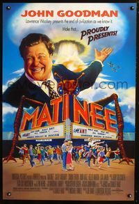 3p468 MATINEE DS one-sheet poster '93 great art of smilling John Goodman in front of mushroom cloud!