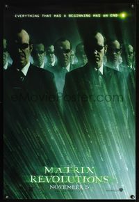 3p472 MATRIX REVOLUTIONS DS teaser Smith style 1sheet '03 Keanu Reeves, army of Hugo Weaving clones!