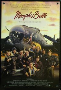 3p475 MEMPHIS BELLE DS one-sheet '90 Matt Modine, Sean Astin, cool cast portrait by WWII airplane!