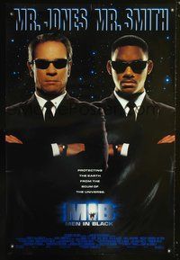 3p476 MEN IN BLACK DS int'l 1sheet '97 cool agents Will Smith & Tommy Lee Jones in suits w/shades!
