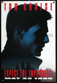 3p488 MISSION IMPOSSIBLE teaser one-sheet '96 cool profile image of Tom Cruise, Brian De Palma!