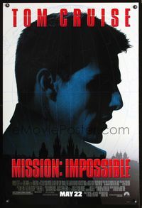 3p489 MISSION IMPOSSIBLE advance one-sheet poster '96 cool profile of Tom Cruise, Brian De Palma