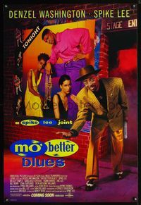 3p490 MO' BETTER BLUES DS advance 1sh '90 cool image of Spike Lee & Denzel Washington, Wesley Snipes