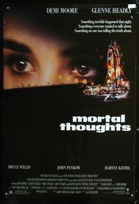 3p497 MORTAL THOUGHTS DS one-sheet movie poster '91 extreme close-up of Demi Moore's eyes!