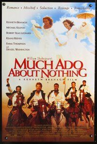 3p508 MUCH ADO ABOUT NOTHING int'l one-sheet '93 Kenneth Branagh, Reeves, Washington, & Keaton!