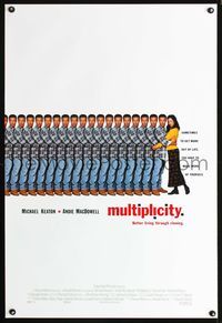 3p512 MULTIPLICITY DS int'l one-sheet movie poster '96 many Michael Keatons hug one Andie MacDowell!