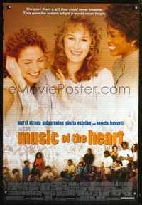 3p519 MUSIC OF THE HEART 1sh '99 Wes Craven, smiling Meryl Streep, Gloria Estefan & Angela Bassett!