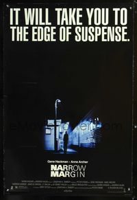 3p527 NARROW MARGIN one-sheet '90 Gene Hackman, Anne Archer, cool image of train station at night!