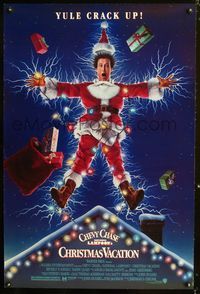 3p529 NATIONAL LAMPOON'S CHRISTMAS VACATION DS 1sheet '89 Consani art of Chevy Chase, yule crack up!