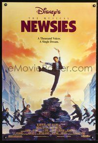 3p532 NEWSIES DS one-sheet poster '92 Disney newsboy Christian Bale, great art by Drew Struzan!