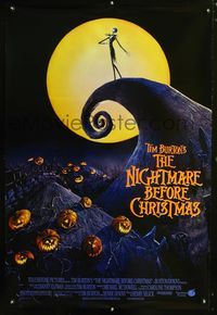 3p534 NIGHTMARE BEFORE CHRISTMAS DS one-sheet '93 Tim Burton, Disney, great horror cartoon image!