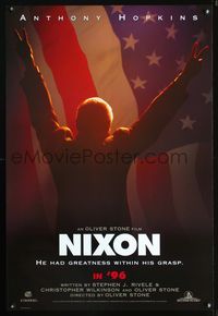 3p538 NIXON DS teaser one-sheet '95 Anthony Hopkins as Richard Nixon, Oliver Stone, cool image!
