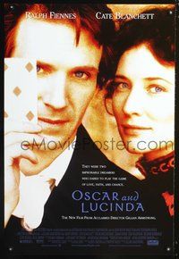 3p547 OSCAR & LUCINDA one-sheet '97 cool image of Ralph Fiennes w/playing card, Cate Blanchett!
