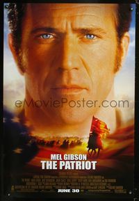 3p555 PATRIOT advance one-sheet movie poster '00 huge close up portrait image of Mel Gibson!