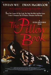 3p560 PILLOW BOOK 1sheet '96 Peter Greenaway, cool image of sexy Japanese girl covered with writing!
