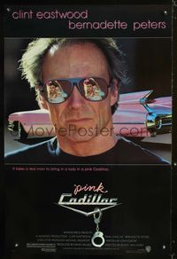 3p561 PINK CADILLAC one-sheet poster '89 Clint Eastwood is a real man wearing really cool shades!
